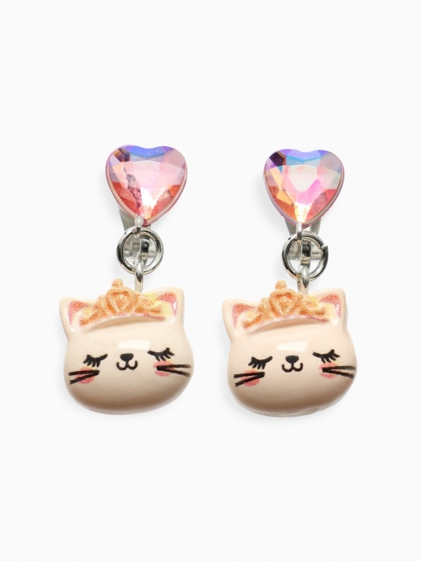 Серьги-клипсы детские "Выбражулька" кот с сердцем кристалл, цветные
