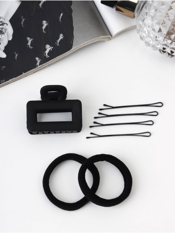 Набор для волос &laquo;Вивьен&raquo;, 2 резинки 5.5 см, 8 невидимок 5.5 см, краб 4.5 см, петля, чёрный