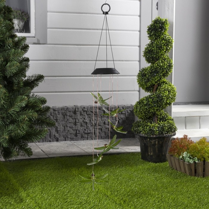 Садовый светильник на солнечной батарее &laquo;Стрекозы&raquo;, 12.5&times;86&times;12.5 см, 6 LED, свечение тёплое белое