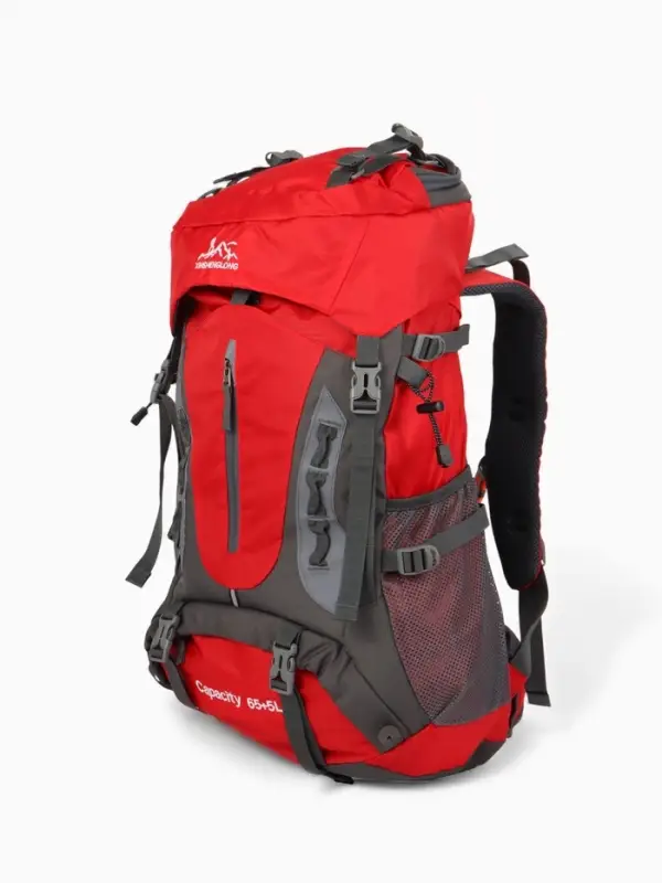 Рюкзак тур 65+5л, 30*20*53, отдел на шнурке, 5нар+2вн кармана, цвет красный