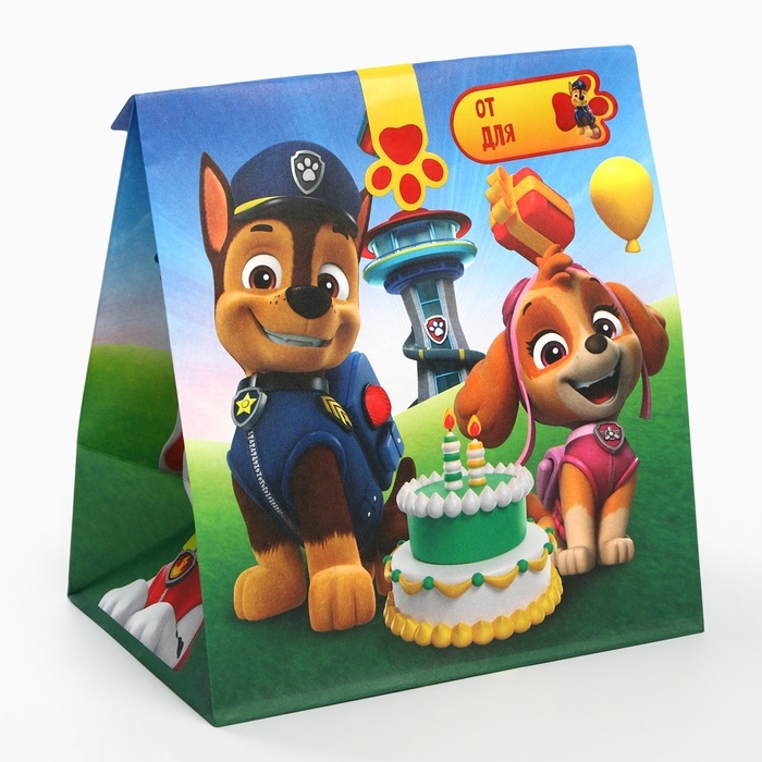 Набор крафтовых пакетов со стикерами, Щенячий патруль, 18х22х12 см