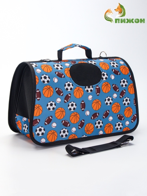 Сумка - переноска для животных "Спорт", размер M, 40 х 21 х 27 см, голубая