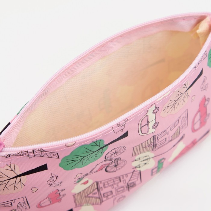 Косметичка на молнии, цвет розовый