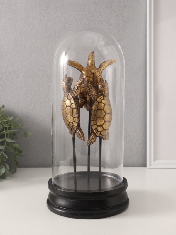 Сувенир полистоун в колбе Сувенир полистоун в колбе "Три черепахи в море" 14х14х30 см