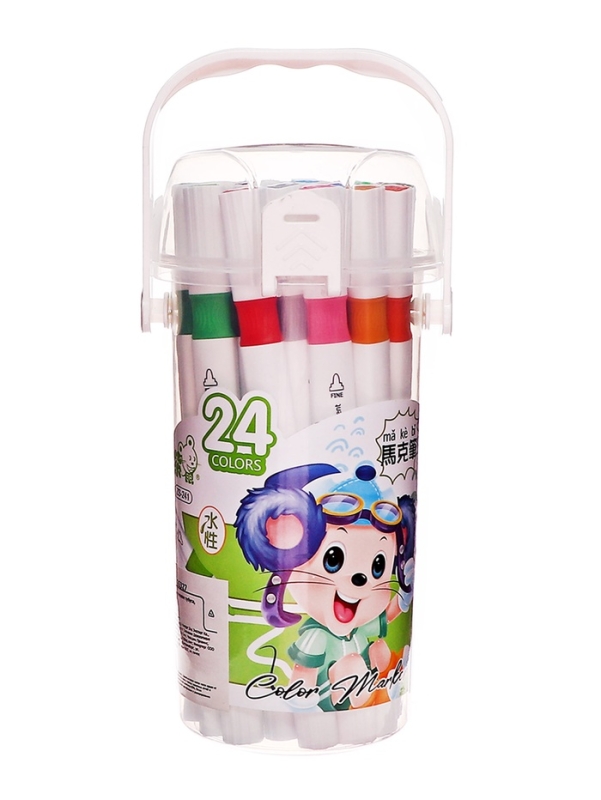 Набор маркеров 24 цвета в пластиковом тубусе, двусторонние