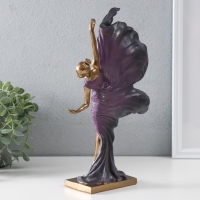 Сувенир полистоун "Балерина в летящем фиолетовом платье" бронза 19х7,5х30,5 см