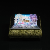 Шкатулка с пейзажем "Зима", каменная крошка, змеевик