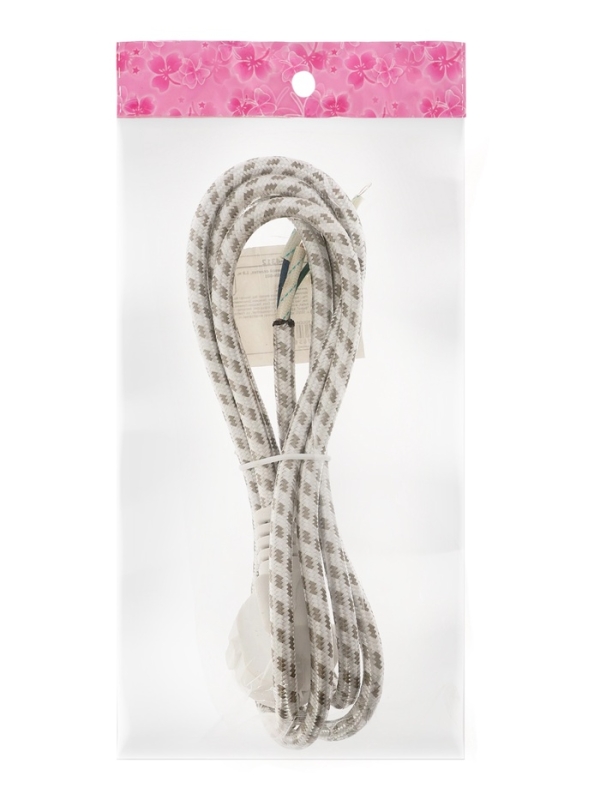 Шнур сетевой в тканевой оплетке с заземлением, 1.8 м, 2200Вт, 3x0,75мм2