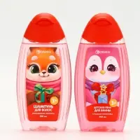 Подарочный набор для девочки &laquo;Для тебя&raquo;: пена для купания, шампунь для волос и мочалка утка, Чистое счастье