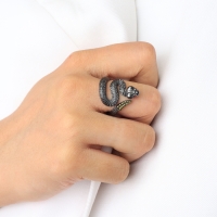 Новый год! Символ года 2025! Кольцо &laquo;Змея&raquo; гремучая, цвет серо-золотой, безразмерное