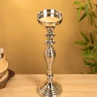 Подсвечник "Кубок" 13х13х43 см, алюминий, цв. серебро