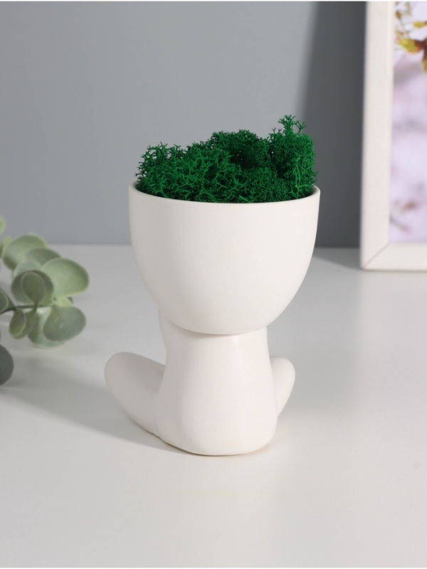 Кашпо керамика "Мистер Грин" любитель тишины 10*7,5*8 см белый