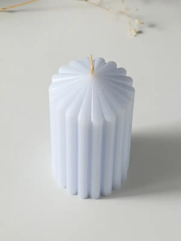 Свеча-цилиндр 7х14 см, 370 гр, рифлёная, лаванда