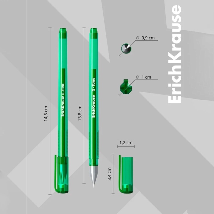 Ручка гелевая ErichKrause. G-Tone, зелёный стержень, узел 0.5 мм
