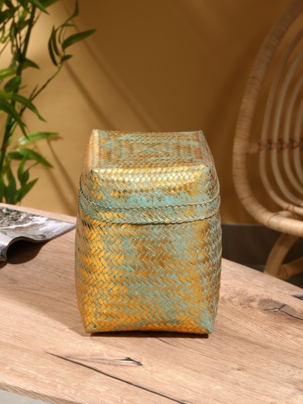 Корзинка плетеная "Голден" 20х20х26 см, голубой