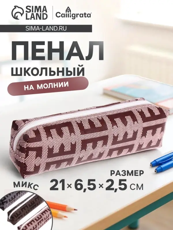 Пенал школьный на молнии Calligrata &laquo;Стиль&raquo;, МИКС
