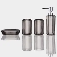 Набор для ванной "Кристалл" 4 предмета (дозатор, 2 стакана, мыльница)