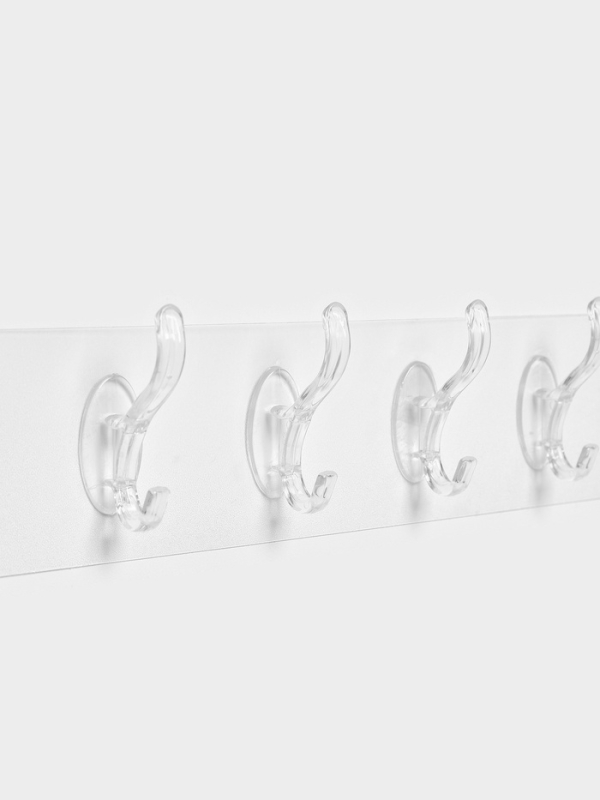 Крючки настенные самоклеящиеся, 6 крючков на общей гибкой прозрачной основе, набор 2 шт