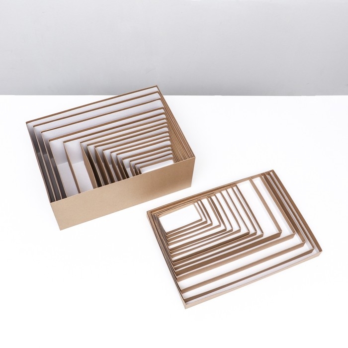 Набор коробок крафт однотонный 15в1 44 х 34 х 15,5 - 11 х 6 х 4 см Набор коробок крафт однотонный 15в1 44 х 34 х 15,5 - 11 х 6 х 4 см