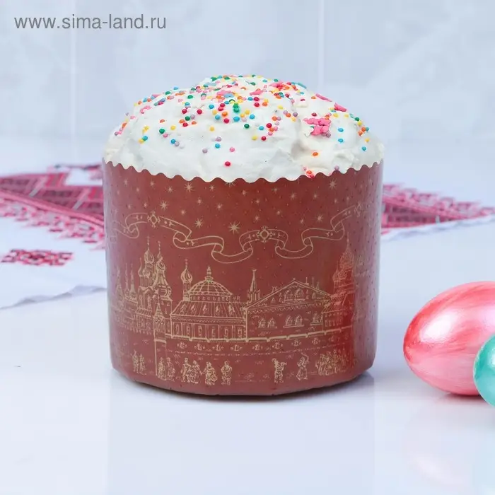 Форма бумажная для кулича "Храм золотой", 110 x 85 мм