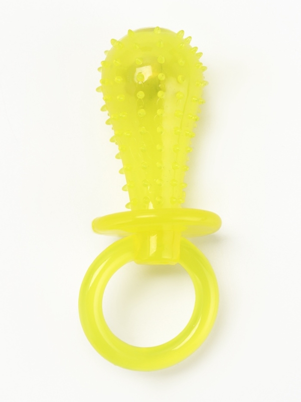 Игрушка жевательная "Соска" прозрачная, PP, 9,5 см,  жёлтая