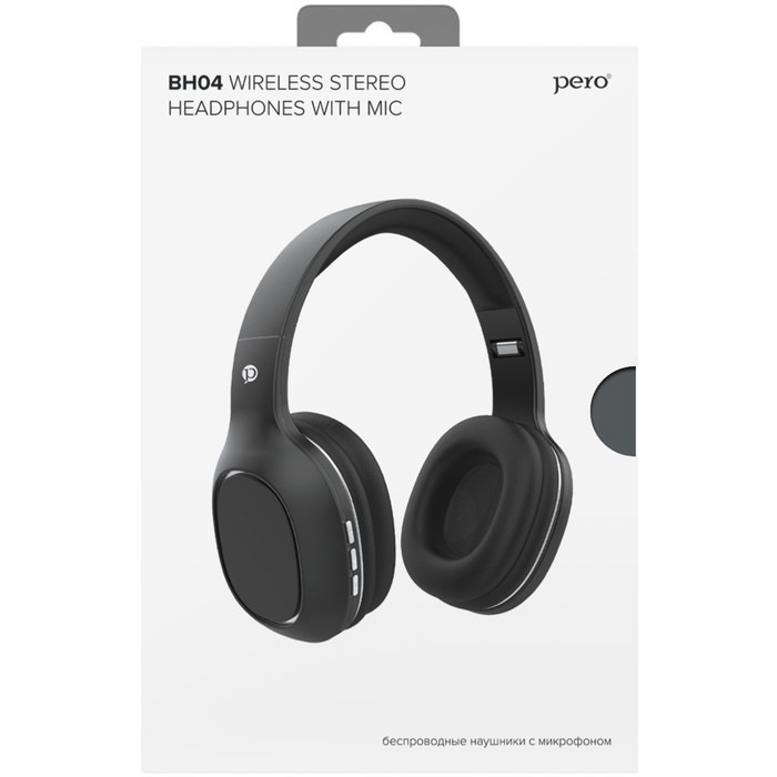 Наушники PERO BH04, беспроводные, полноразмерные, микрофон, 400 мАч, до 20 часов, черные Наушники PERO BH04, беспроводные, полноразмерные, микрофон, 400 мАч, до 20 часов, черные