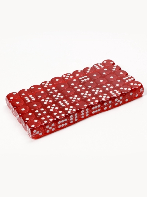 Кости игральные, 1.6 х 1.6 см, набор 50 шт, красные