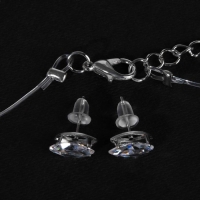 Гарнитур 2 предмета: серьги, кулон &laquo;На леске&raquo; эллипс, цвет белый в серебре, 30 см