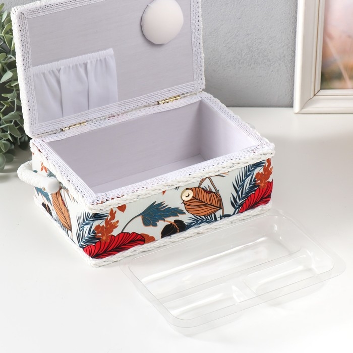 Шкатулка для рукоделия "Тропические листья" 24х16х11 см