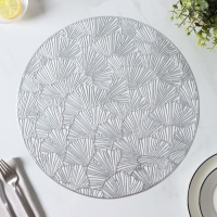 Салфетки сервировочные на стол Доляна &laquo;Веер&raquo;, d=38 см, 4 шт, цвет серебряный