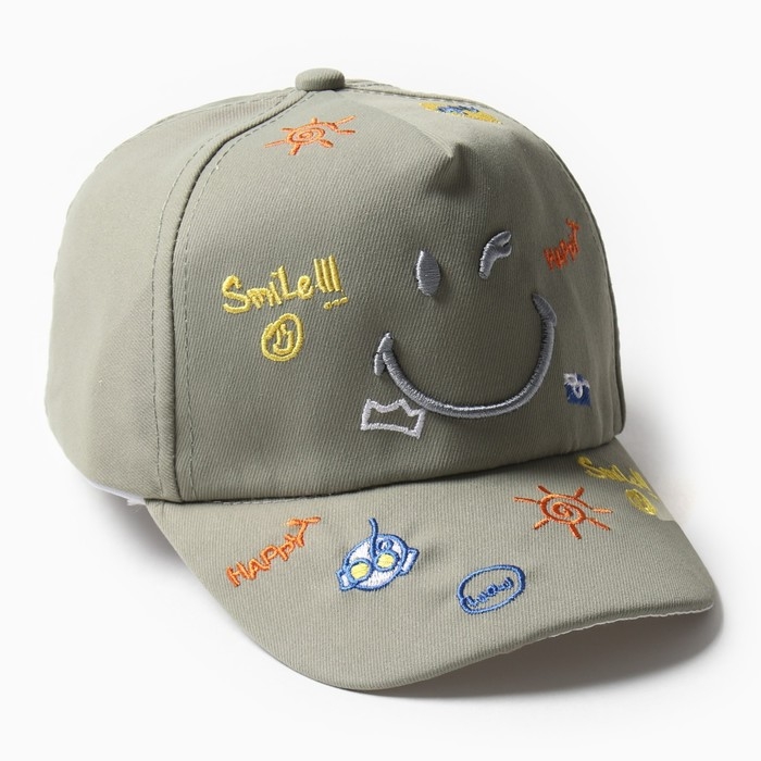 Кепка детская MINAKU &laquo;Смайл&raquo;, зелёная, размер 44-46