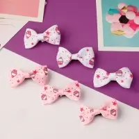 Зажим для волос "Бантик" звёзды и кексы 4,5 см, белый и розовый