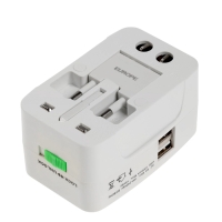 Адаптер универсальный, 3 А, 5 в 1, 1 USB-A, 220 В, белый