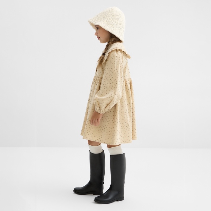 Платье для девочки из фланели KAFTAN размер 28 (86-92 см), бежевый Платье для девочки из фланели KAFTAN размер 28 (86-92 см), бежевый