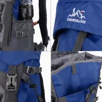 Рюкзак тур 65+5л, 30*20*53, отдел на шнурке, 5нар+2вн кармана, цвет синий