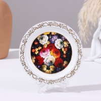 Панно-тарелка &laquo;Жостово&raquo;, белая, D = 14,8 см, лаковая миниатюра