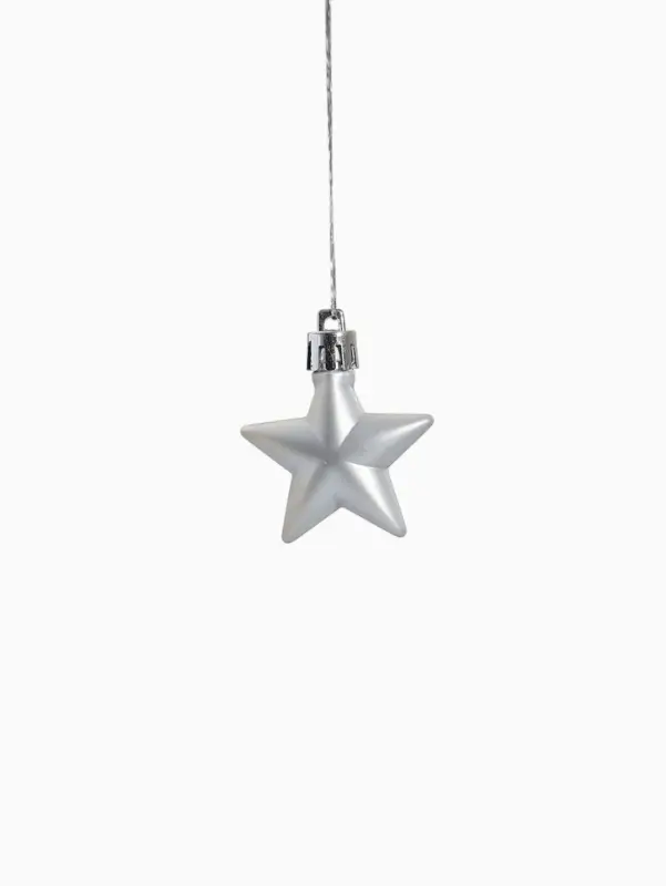 Набор украшений пластик 12 шт "Праздничный хоровод" 4 см, серебро