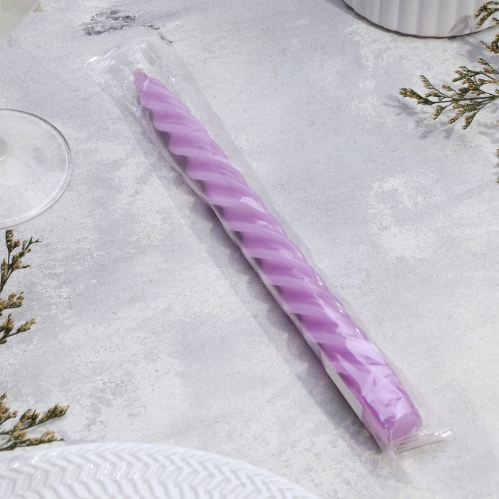 Свеча витая, 2,3х 24,5 см, 5 ч, 50 г, сиреневая