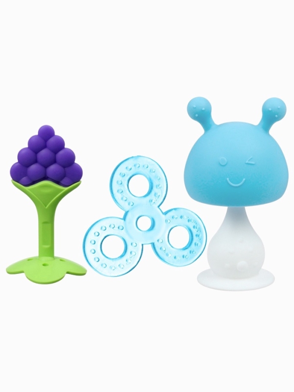 Набор прорезывателей силиконовых &laquo;Мой Зайка&raquo;, с погремушкой, 3 шт., на присоске, в кейсе, Крошка Я