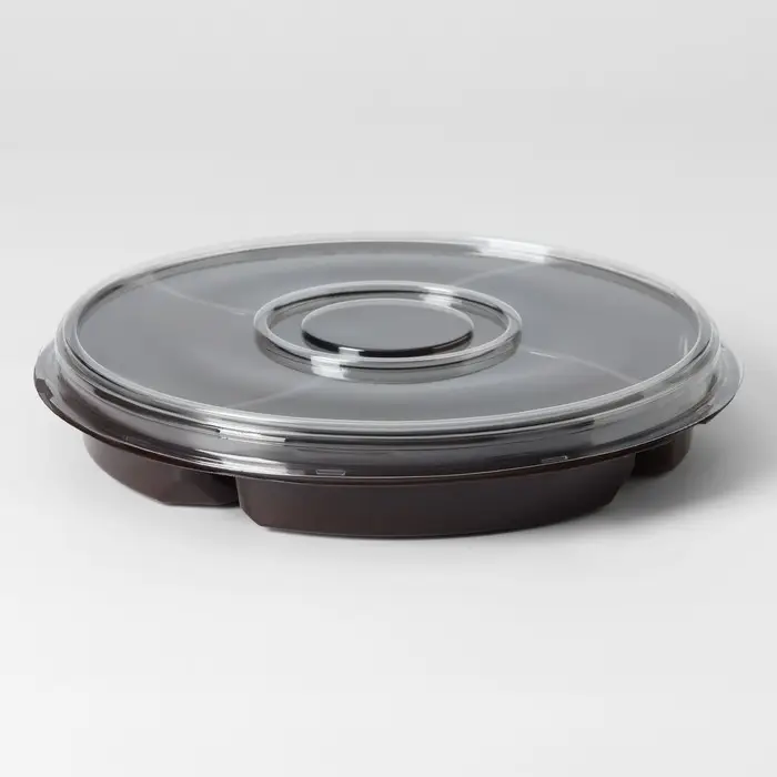 Крышка одноразовая к менажнице, пластик, d=26 см, круглая, прозрачная