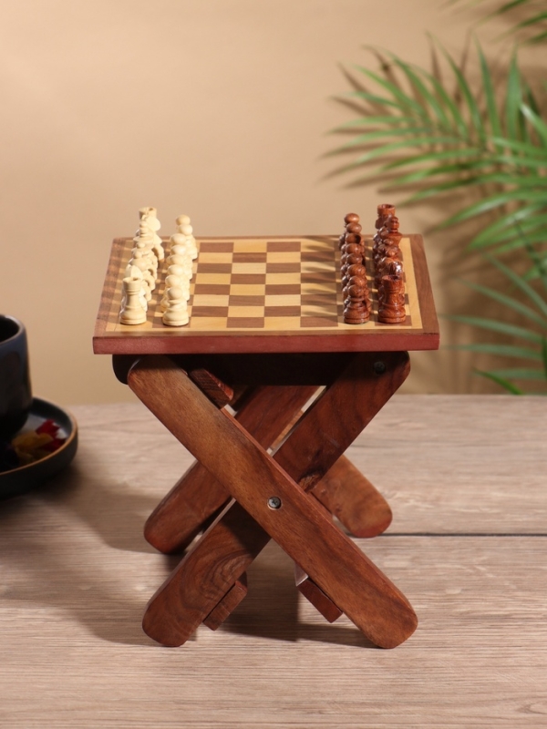 Шахматный столик складной 15,5х20х4,5 см, дерево шишам