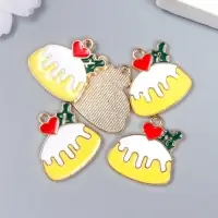 Металлический элемент, декоративная подвеска &laquo;Арт Узор. Кекс с сердечком&raquo;, эмаль, 2&times;2 см