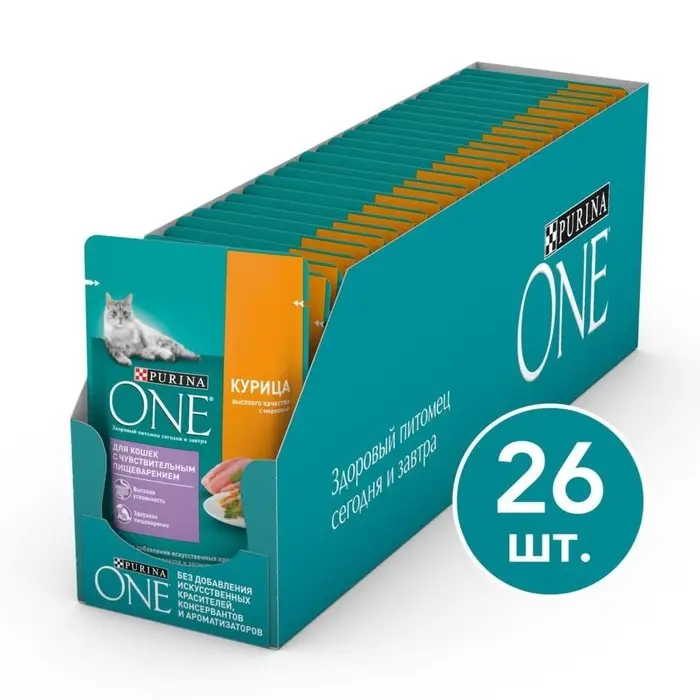 Влажный корм Purinа One для кошек, курица/морковь, 75 г
