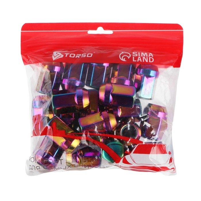 Гайка колесная M12X1.5, высота 35 мм, ключ 19 мм, радужный титан, фасовка 20 шт Гайка колесная M12X1.5, высота 35 мм, ключ 19 мм, радужный титан, фасовка 20 шт