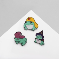 Набор значков (3 шт.) «Лягухи», цветной в чёрном металле Набор значков (3 шт.) «Лягухи», цветной в чёрном металле