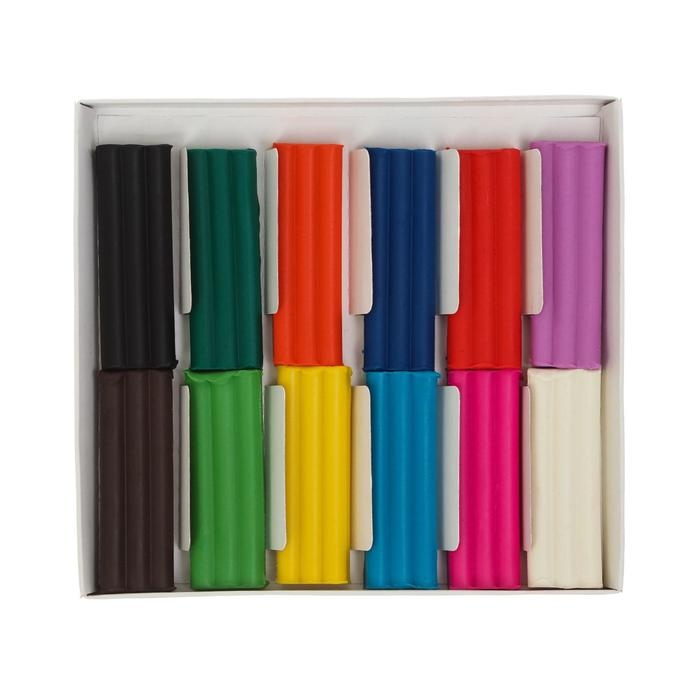 Пластилин мягкий (восковой) 12 цветов 180 г &laquo;Каляка-Маляка&raquo;, со стеком