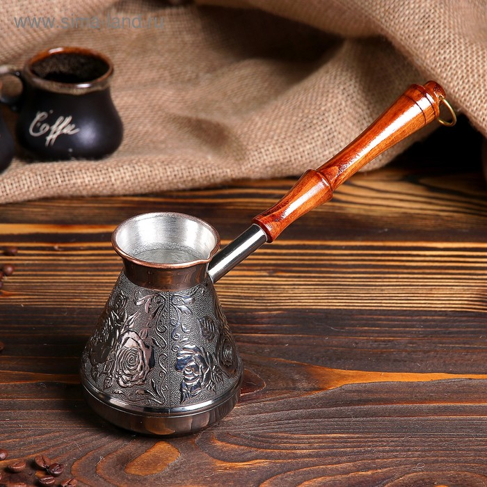 Турка для кофе медная &laquo;Роза&raquo;, 0,4 л