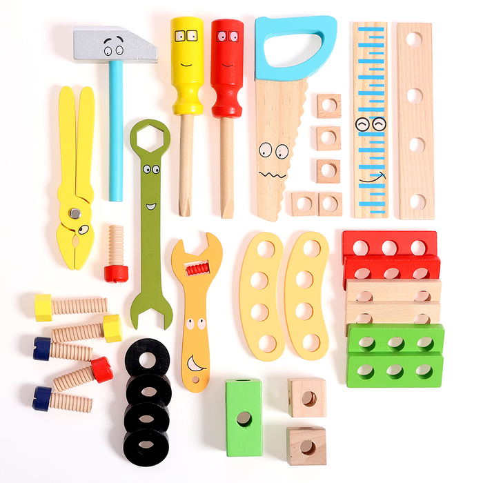 Развивающая игра &laquo;Набор плотника + конструктор в чемоданчике&raquo; 7&times;30&times;23 см, 33 элемента