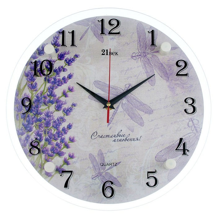 Часы настенные, интерьерные: Цветы, Часы настенные, интерьерные: Цветы, "Стрекозы", бесшумные, d-30 см