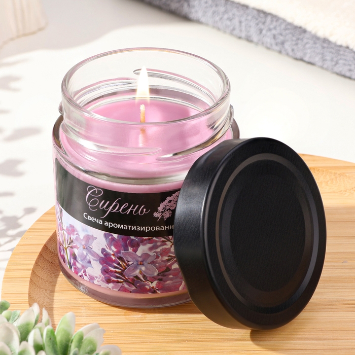 Свеча в банке ароматическая Свеча в банке ароматическая "Сирень", 25 ч